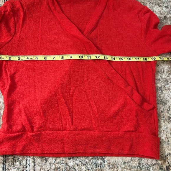 Womens J.Crew Red Faux Wrap Sweater Textured Knit Small Cotton Preppy Normcore - Picture 12 of 14